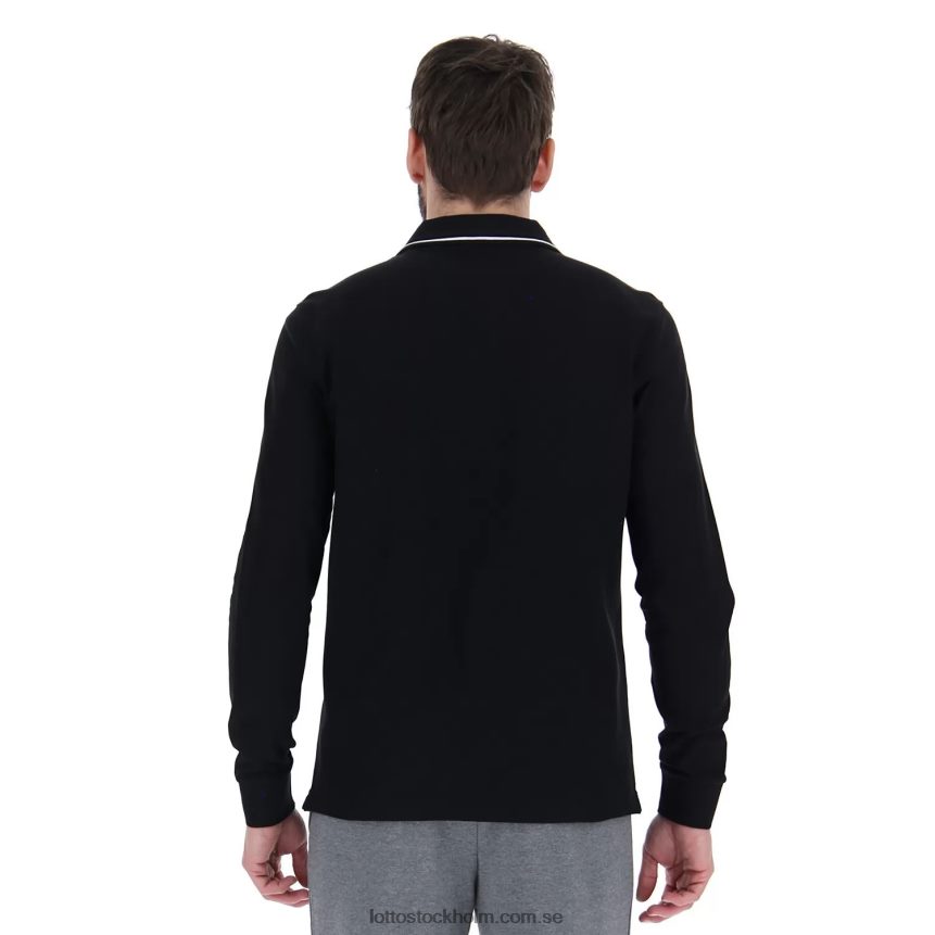 män polo classica ls pq Lotto allt svart/ljust vitt D8R684591