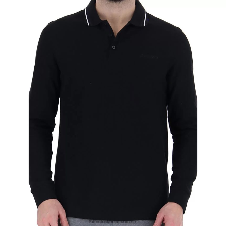 män polo classica ls pq Lotto allt svart/ljust vitt D8R684591